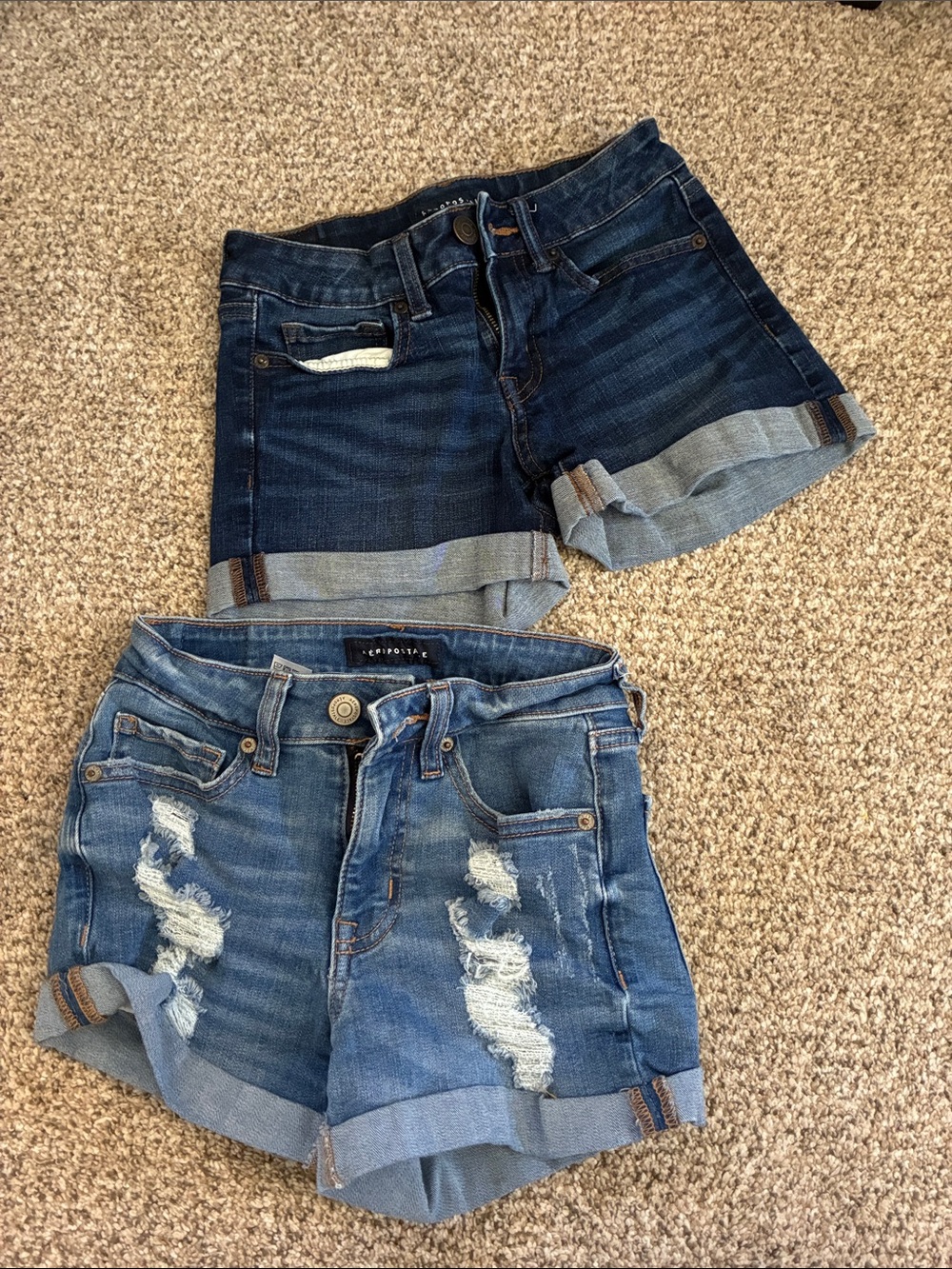 Denim Roll-Cuff Women’s Shorts - Light & Dark Wash